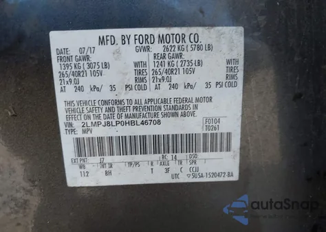 2017 Lincoln Mkx Reserve from USA, damaged, VIN 2LMPJ8LP0HBL46708